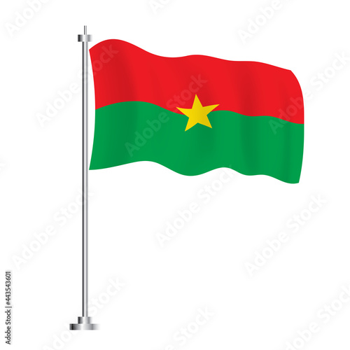 Burkina Faso Flag. Isolated Wave Flag of Burkina Faso Country.
