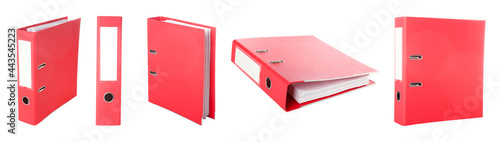 Red office folder on white background photo