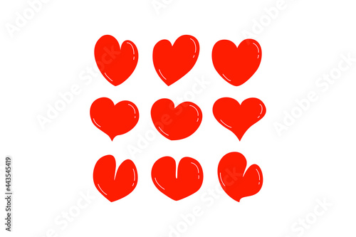 Set of red hearts icon vector  Love and Happy valentine s day  Hand drawn