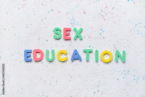 Text SEX EDUCATION on white background
