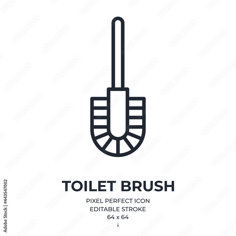 Toilet brush editable stroke outline icon isolated on white background flat vector illustration. Pixel perfect. 64 x 64. Toilet brush editable stroke outline icon isolated on white background flat vector illustration. Pixel perfect. 64 x 64.