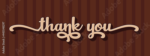 thank you hand lettering design in sweet chocolate theme. thank you calligraphy. thank you text typography letter vector graphic design for greeting card label and web banner.