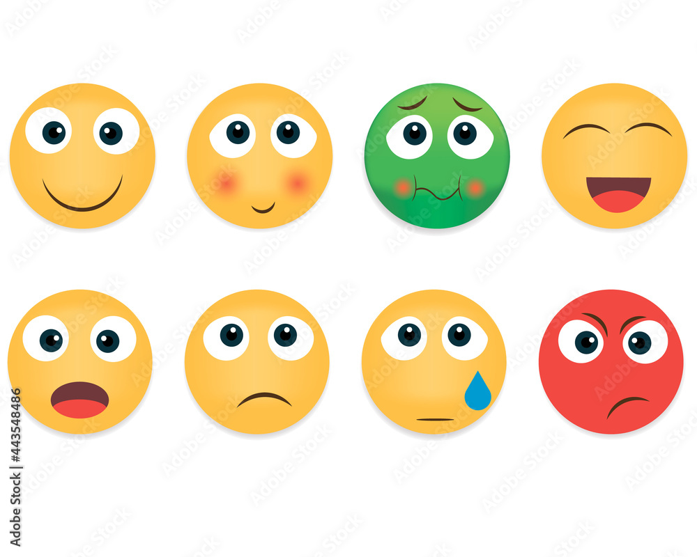 Emotions smilies cute faces icons yellow round Emotions smilies cute faces icons yellow round