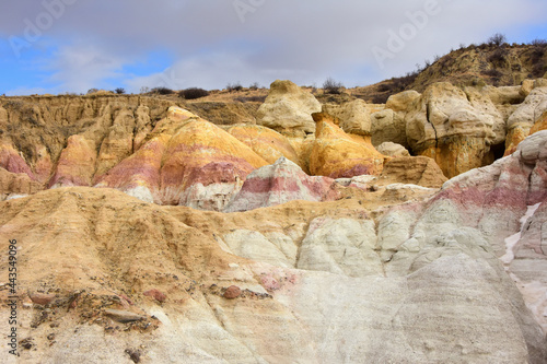 the fantastically-colored and eroded pink and yellow hoodoos of the paint mines, near calhan, in el paso county, colorado