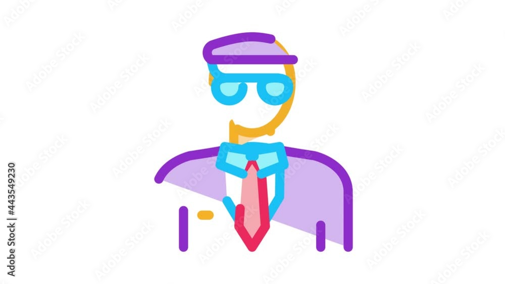 Pilot Aircraft Silhouette Icon Animation. color Pilot Human Wearing Professional Suit And Cap animated icon on white background Pilot Aircraft Silhouette Icon Animation. color Pilot Human Wearing Professional Suit And Cap animated icon on white background