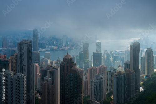 Victoria Harbor view from the Peak in Fog  Hong Kong