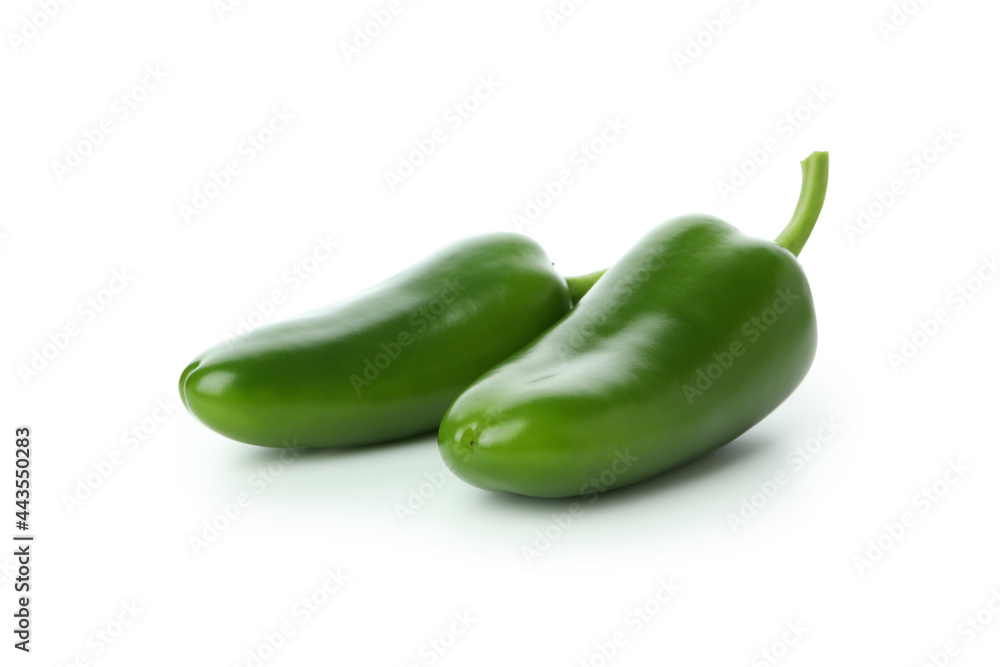 Green hot peppers isolated on white background Green hot peppers isolated on white background