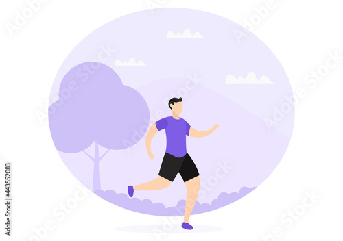 Jogging or Running Sports Background Illustration Men and Women for Active Body  Healthy Lifestyle  Outdoor Activities