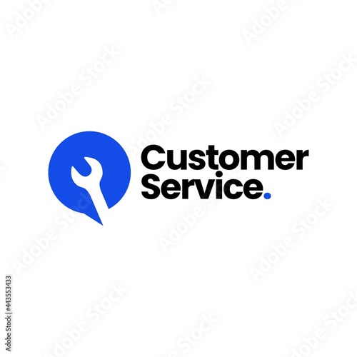 service talk wrench chat bubble customer call automotive logo vector icon illustration