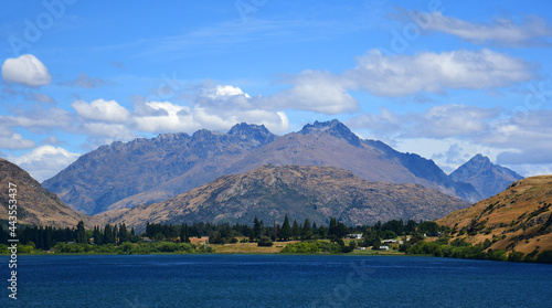 lake hayes and the remarkable mountains, as seen from the lake hayes circuit, near queenstown, on the south island of new zealand 