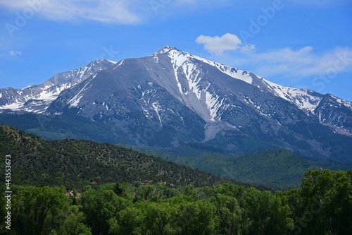 the picturesque twin summits of mount sopris on a sunny summer day in the rocky mountains, near carbondale, colorado 