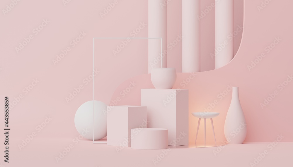 3d render of minimal display podium design for mock up and product presentation. Pedestal stage with pastel color scene. Trendy design for mock up and web banner. 3d render of minimal display podium design for mock up and product presentation. Pedestal stage with pastel color scene. Trendy design for mock up and web banner.