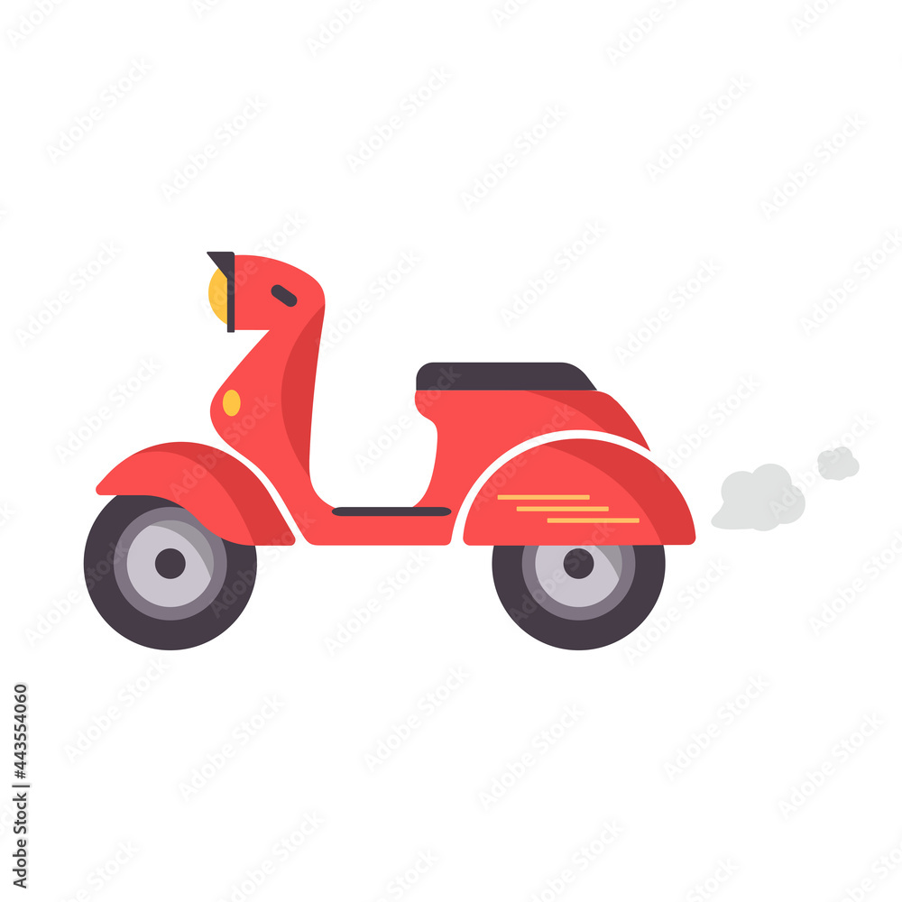 Red scooter on a white background. Vector illustration.