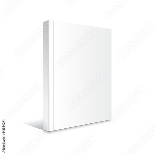 Blank white standing thin softcover book or magazine mockup template.