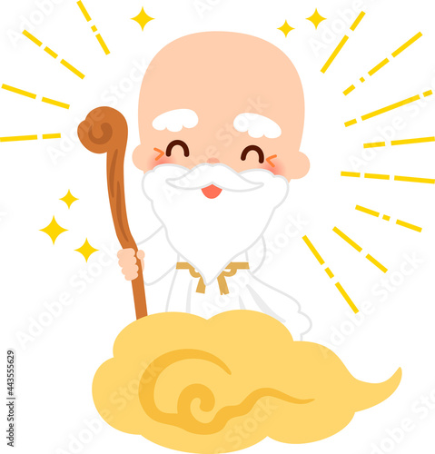 雲に乗った白いヒゲの老人、神様