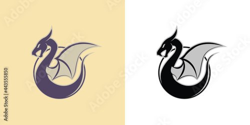 Silhouette of a dragon spreading its wings design logo icon