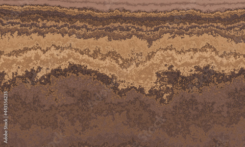 Brown soil layer. Weathered sediment strata. Cross sectional of soil and clay bedding.