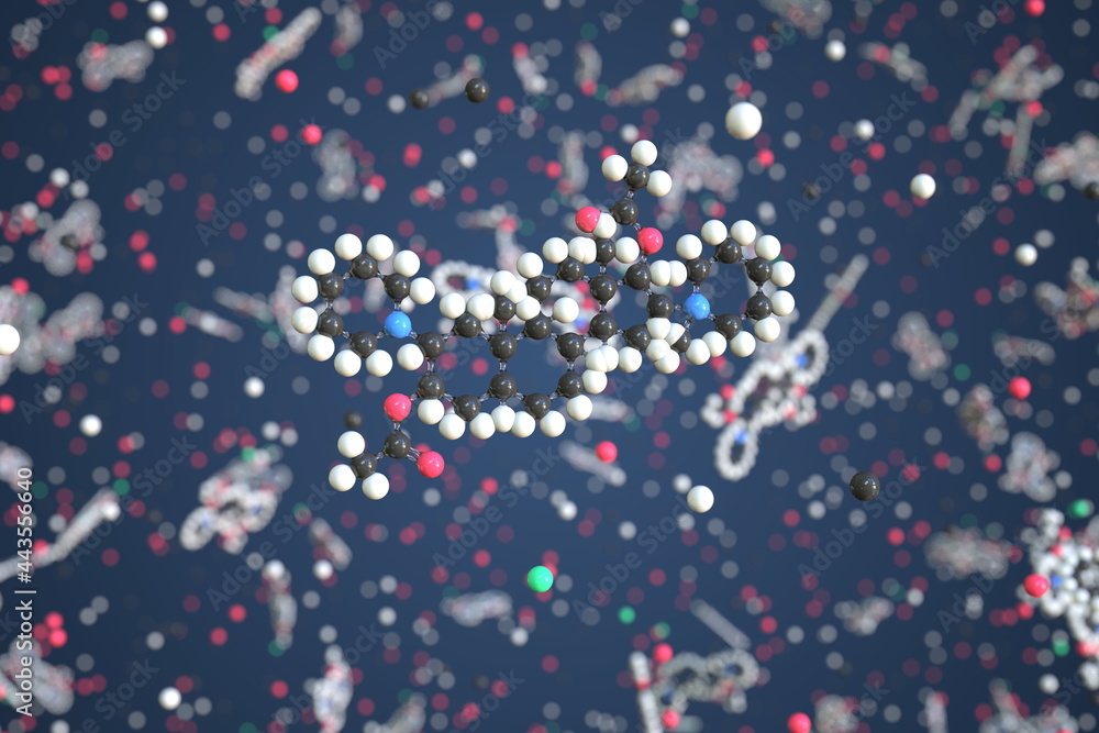 Vecuronium molecule made with balls, scientific molecular model. Chemical 3d rendering