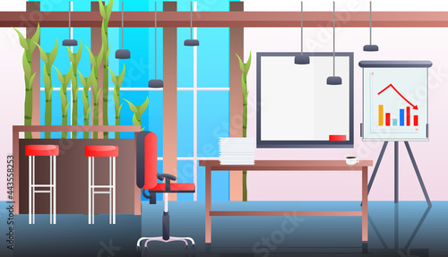 modern office interior empty no people cabinet room with furniture