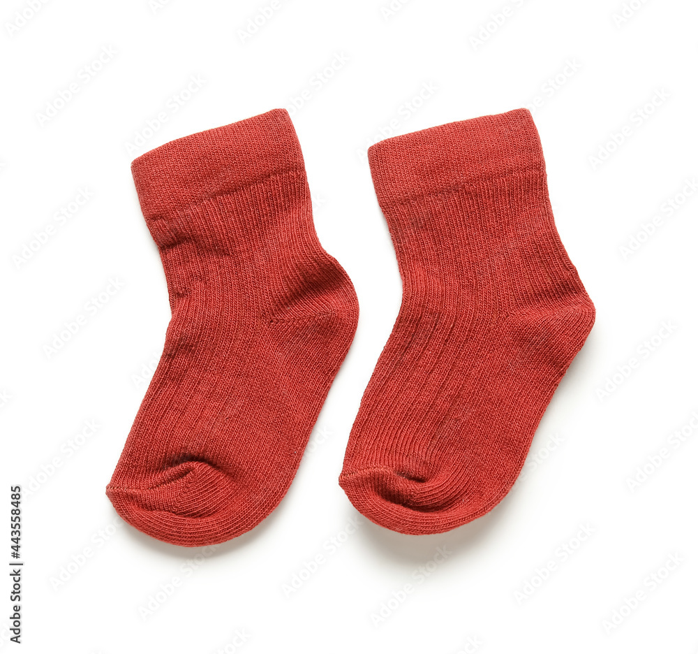 Baby socks on white background Baby socks on white background