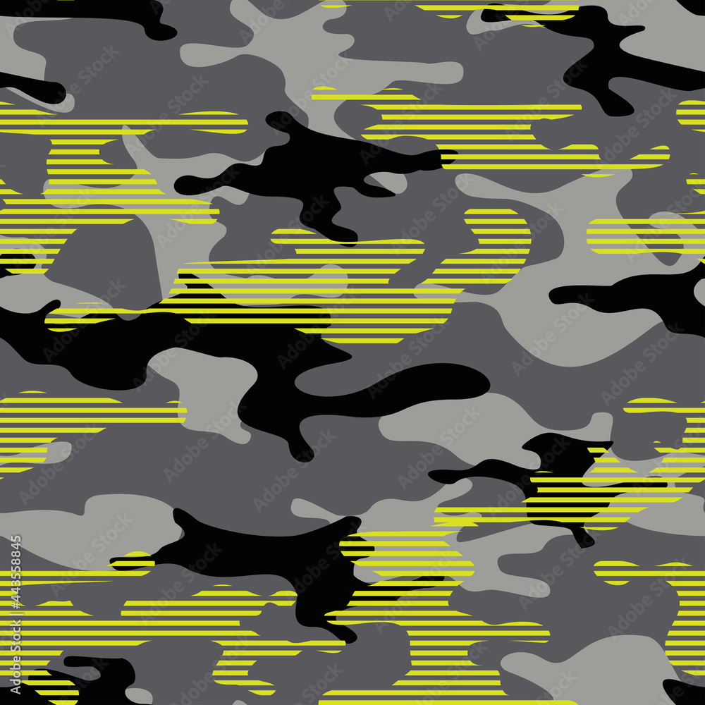 Camouflage seamless pattern modern. Abstract camo from spots and lines.  Military texture. Endless ornament for fabric and clothing. Vector  illustration Stock Vector | Adobe Stock