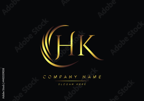 alphabet letters HK monogram logo, gold color elegant classical
