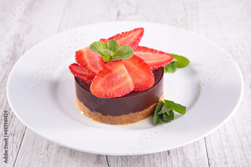 delicious chocolate cake with strawberry