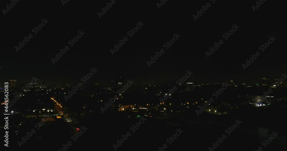 Aerial of Houston 4th of July fireworks at night Aerial of Houston 4th of July fireworks at night