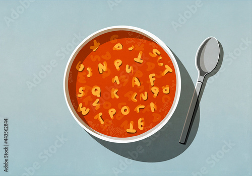 View from above alphabet soup in bowl
 photo
