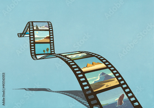 Travel and nature images on film reel
 photo