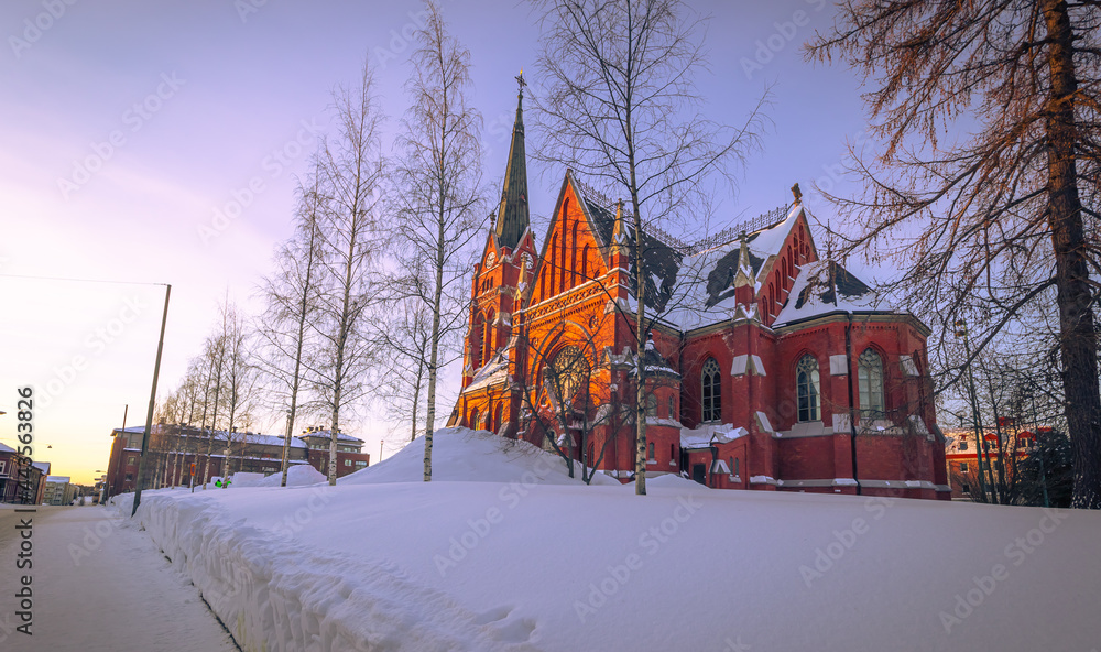 Luleå - February 11, 2021: Church of Luleå, northern Sweden