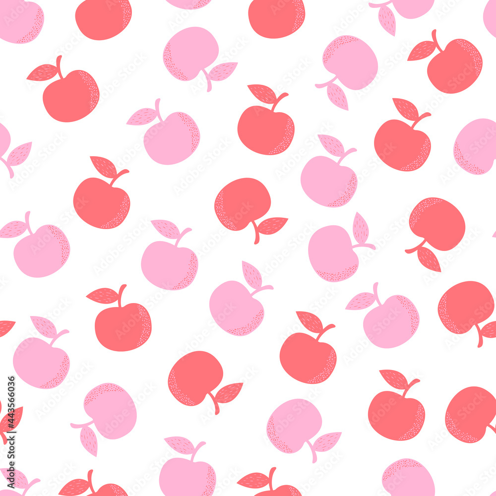 Apples seamless fruit pattern. Silhouette of apples on a white background. Fashionable design for fabric, packaging, website. Vector illustration. Apples seamless fruit pattern. Silhouette of apples on a white background. Fashionable design for fabric, packaging, website. Vector illustration.