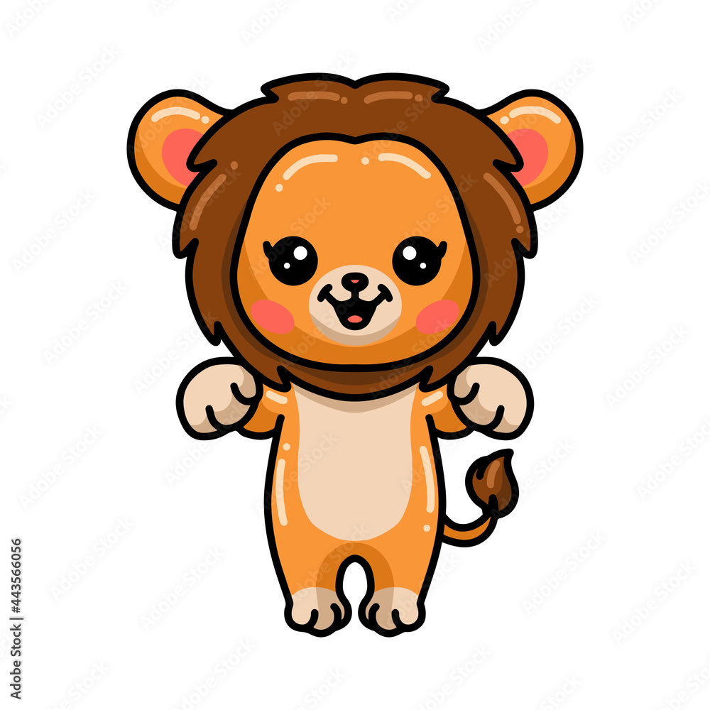 Cute little lion cartoon posing