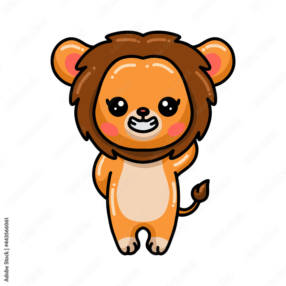 Fototapeta premium Cute angry baby lion cartoon