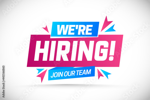 Hiring recruitment open vacancy design info label template. We are hiring join our team announcement lettering