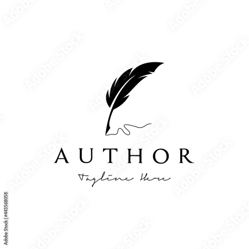 Vintage Feather Pen Handwriting Logo design vector