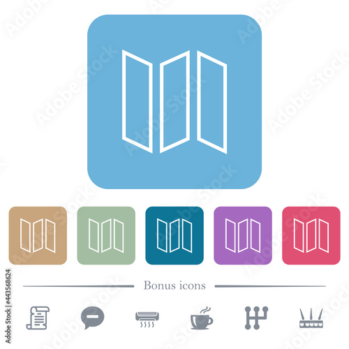Collapsible map outline flat icons on color rounded square backgrounds