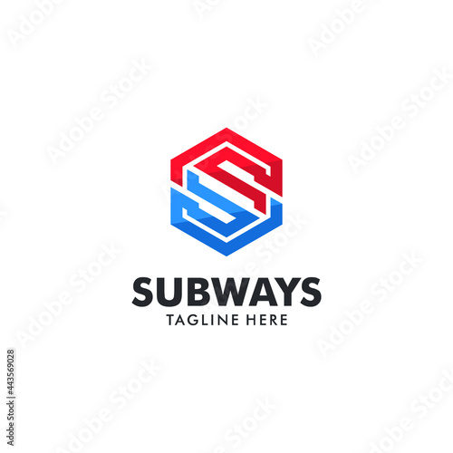 letter s hexagon logo design template vector