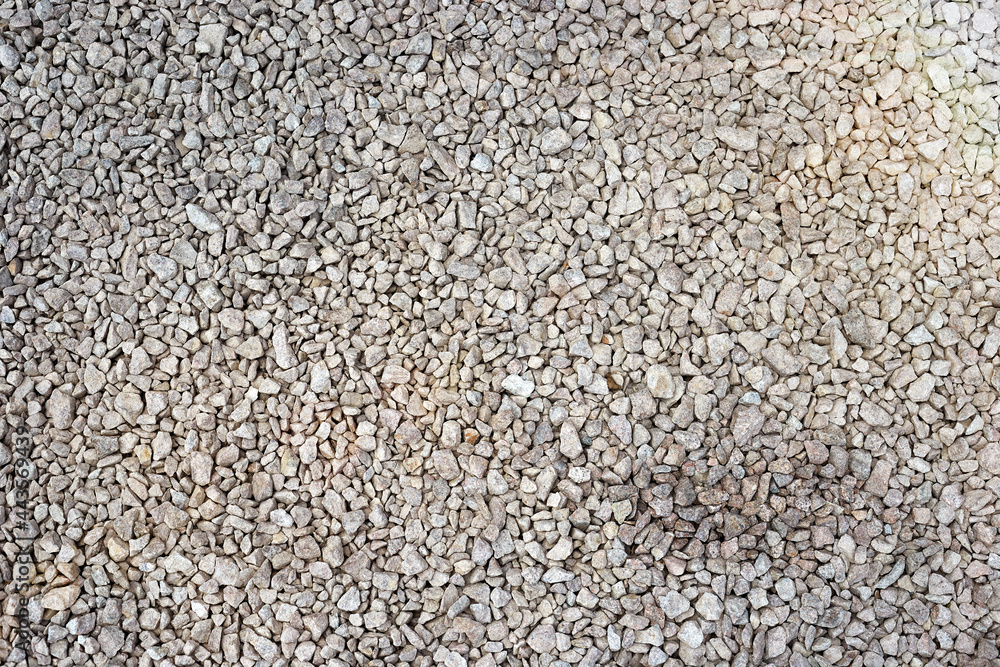 Crushed stone is a gray stone for construction, used for roads and concrete. Photo taken from a height Crushed stone is a gray stone for construction, used for roads and concrete. Photo taken from a height
