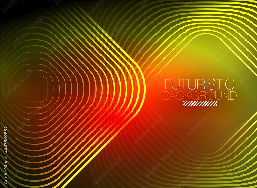Neon color square shape lines abstract background. Shiny magic energy and motion concept, vector abstract wallpaper background Neon color square shape lines abstract background. Shiny magic energy and motion concept, vector abstract wallpaper background