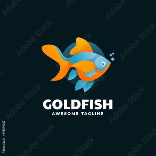 Vector Logo Illustration Goldfish Gradient Colorful Style.
