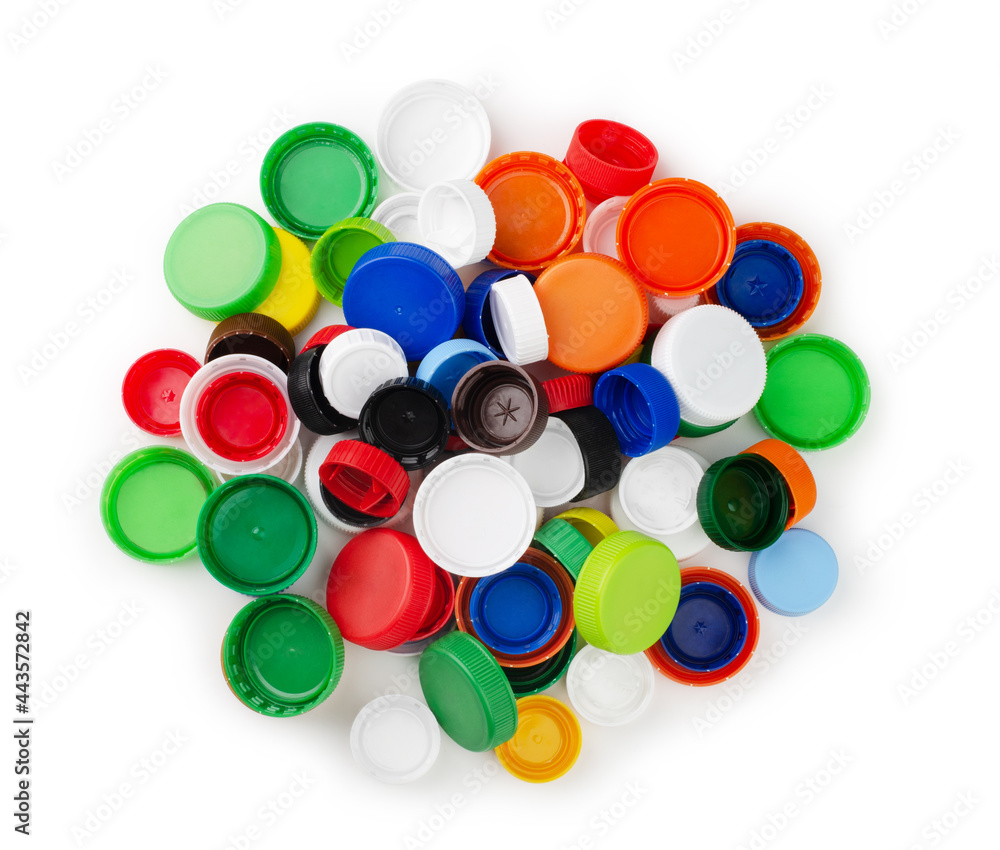Plastic bottle caps isolated Plastic bottle caps isolated