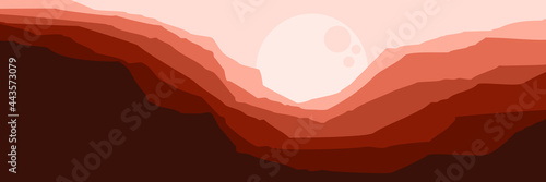 moon in mountain landscape vector illustration design for wallpaper design, design template, background template, and tourism design template