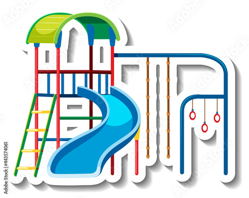 A sticker template with slide and bar playground equipment