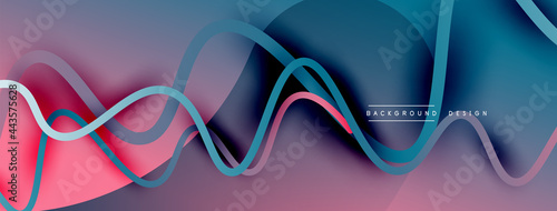 Abstract gradient background with wave line with shadow effect. Geometric composition. 3D shadow effects and fluid gradients
