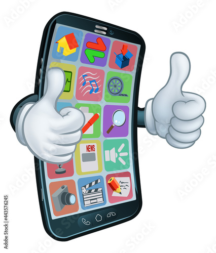 Mobile Phone Thumbs Up Cartoon Mascot