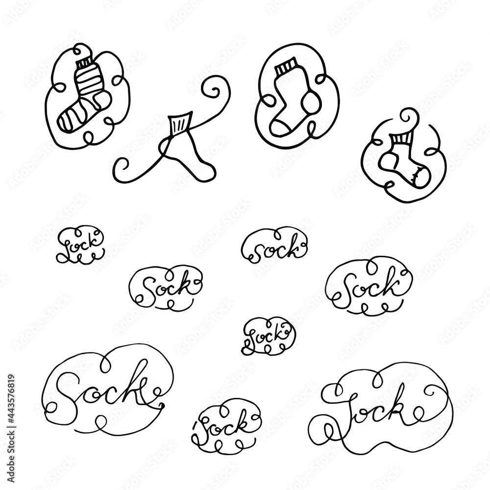 Set of blank socks. Hand drawn doodle sock in vector format. Template can be used for logo, icon, card. Set of blank socks. Hand drawn doodle sock in vector format. Template can be used for logo, icon, card.
