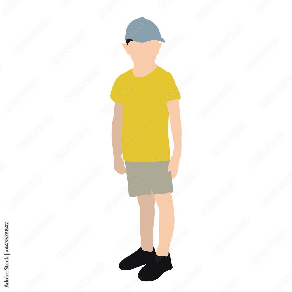 kids in a cap in flat style, isolated, vector