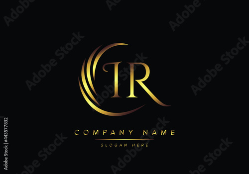 alphabet letters IR monogram logo, gold color elegant classical