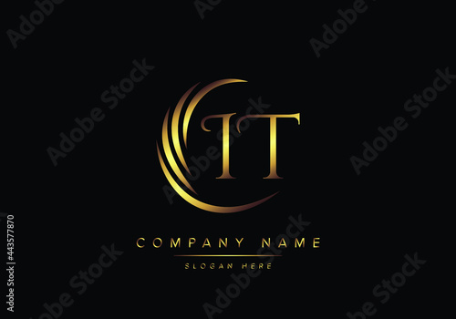 alphabet letters IT monogram logo, gold color elegant classical